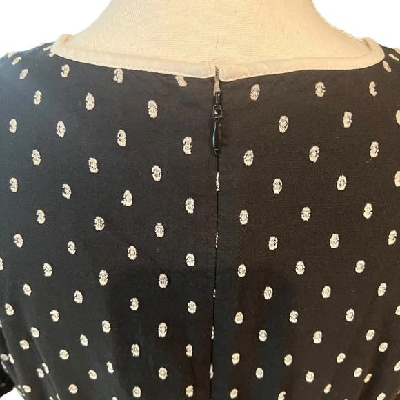 Loft Clip Dot Flounce Dress Blouson Sleeves Black Size 6 - Picture 15 of 16